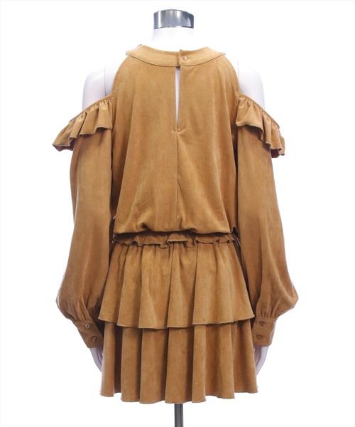 clear（クリア）の「2wayリボンフェイクスエード長袖ミニワンピース[大人 フェミニン 上品]≪AW新作≫（ワンピース・レディース・ベージュ/チャコールグレー・F）」の16枚目の写真