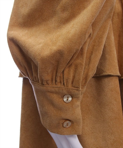 clear（クリア）の「2wayリボンフェイクスエード長袖ミニワンピース[大人 フェミニン 上品]≪AW新作≫（ワンピース・レディース・ベージュ/チャコールグレー・F）」の8枚目の写真