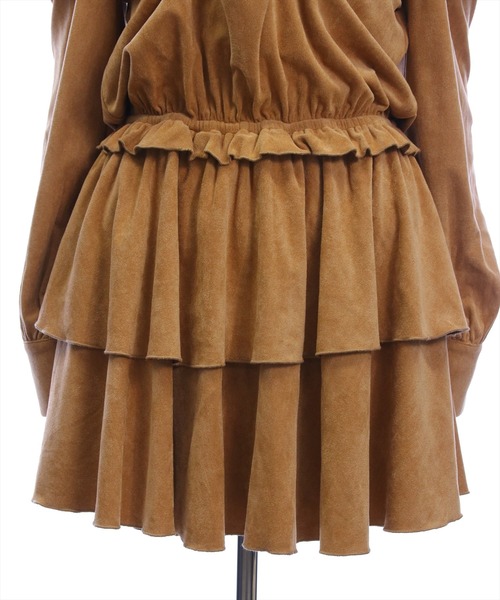 clear（クリア）の「2wayリボンフェイクスエード長袖ミニワンピース[大人 フェミニン 上品]≪AW新作≫（ワンピース・レディース・ベージュ/チャコールグレー・F）」の11枚目の写真