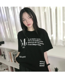 センタリーソウルレタリングラウンドネック半袖Tシャツ男女共用（2カラー）
