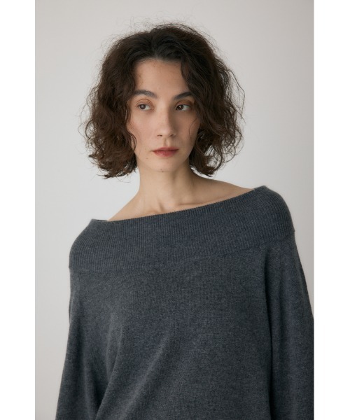 crie conforto（クリーコンフォルト）の「ワイドボートネックニット　冬服 / オフショル / ワンショル / 長袖 / アンゴラ混（ニット/セーター・レディース・ライトイエロー/ライトブルー/ネイビー/チャコールグレー・FREE）」の8枚目の写真