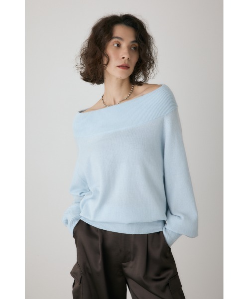 crie conforto（クリーコンフォルト）の「ワイドボートネックニット　冬服 / オフショル / ワンショル / 長袖 / アンゴラ混（ニット/セーター・レディース・ライトイエロー/ライトブルー/ネイビー/チャコールグレー・FREE）」の16枚目の写真