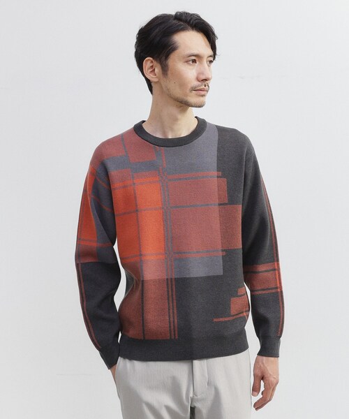 TAKEO KIKUCHI(タケオキクチ)の「ランダム チェック ジャカード ニット(ニット/セーター・メンズ・チャコールグレー/ブラック系1/ライトグレー系1・02/03/04)」の17枚目の写真