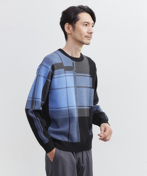 TAKEO KIKUCHI(タケオキクチ)の「ランダム チェック ジャカード ニット(ニット/セーター・メンズ・チャコールグレー/ブラック系1/ライトグレー系1・02/03/04)」の21枚目の写真