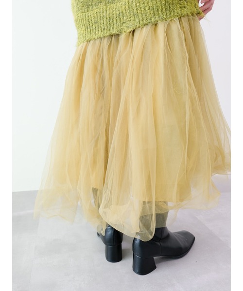 DOLLUPOOPS（ドールアップウップス）の「チュールドッキングニットワンピース（ワンピース・レディース・アイボリー/イエロー×グリーン/チャコール・FREE）」の11枚目の写真