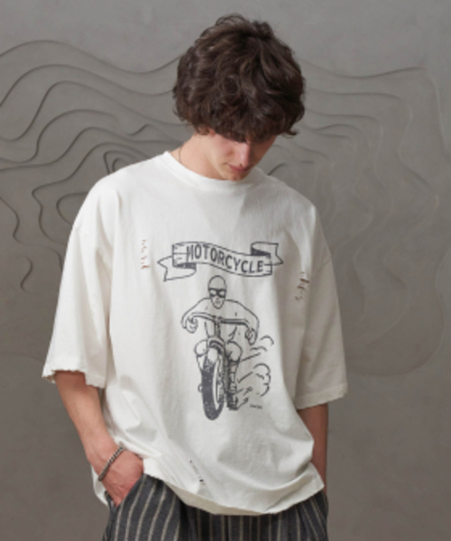 TENER(テネル)の「モーターサイクル救済T(ホワイト)(Tシャツ/カットソー・メンズ・その他・FREE)」の1枚目の写真