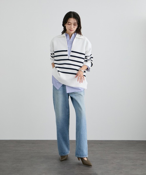 SALON adam et rope'(サロン アダム エ ロペ)の「オーバーダイコットンサテンシャツ(シャツ/ブラウス・レディース・サックスブルー/ホワイト・FREE)」の6枚目の写真