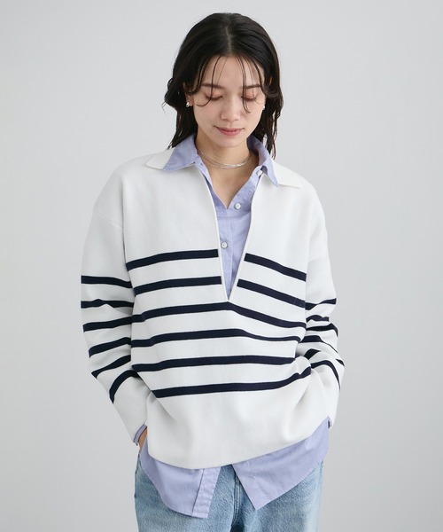 SALON adam et rope'(サロン アダム エ ロペ)の「オーバーダイコットンサテンシャツ(シャツ/ブラウス・レディース・サックスブルー/ホワイト・FREE)」の16枚目の写真