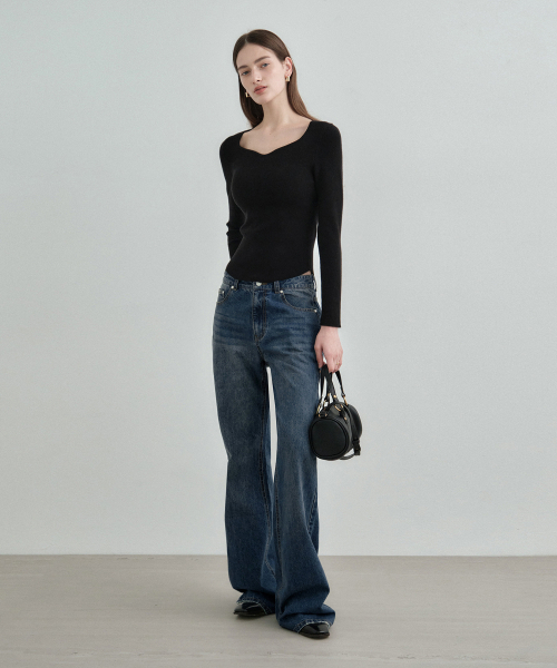 MONGDOL(モンドル)の「ナチュラルセミブーツカットデニムジーンズブルーMDPT059DBLUE(デニムパンツ・レディース・その他・SMALL/MEDIUM/LARGE)」の4枚目の写真