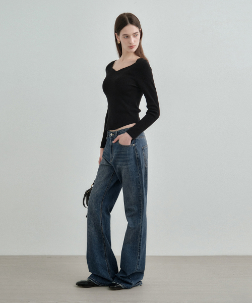 MONGDOL(モンドル)の「ナチュラルセミブーツカットデニムジーンズブルーMDPT059DBLUE(デニムパンツ・レディース・その他・SMALL/MEDIUM/LARGE)」の3枚目の写真
