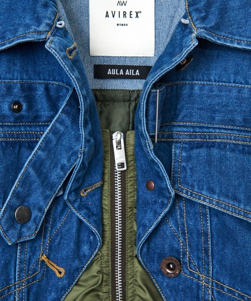 AULA AILA(アウラアイラ)の「【AVIREX】ナイロン×デニムブルゾン(ブルゾン・レディース・ライトブルー/ブルー・0)」の6枚目の写真