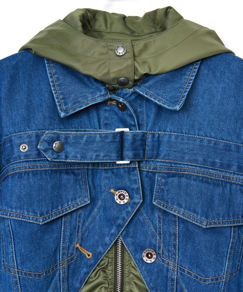 AULA AILA(アウラアイラ)の「【AVIREX】ナイロン×デニムブルゾン(ブルゾン・レディース・ライトブルー/ブルー・0)」の7枚目の写真