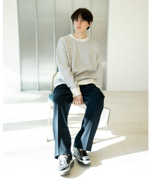 ASTLAY（アストレイ）の「loveless Round Neck knit (cream/navy/gray)（ニット/セーター）」