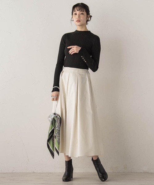 Droite lautreamont（ドロワットロートレアモン）の「タフタタックスカート≪洗濯機で洗える≫（スカート・レディース・ブラック/オフホワイト・M）」の8枚目の写真