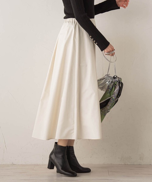 Droite lautreamont（ドロワットロートレアモン）の「タフタタックスカート≪洗濯機で洗える≫（スカート・レディース・ブラック/オフホワイト・M）」の5枚目の写真