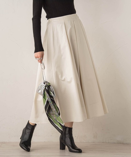 Droite lautreamont（ドロワットロートレアモン）の「タフタタックスカート≪洗濯機で洗える≫（スカート・レディース・ブラック/オフホワイト・M）」の4枚目の写真