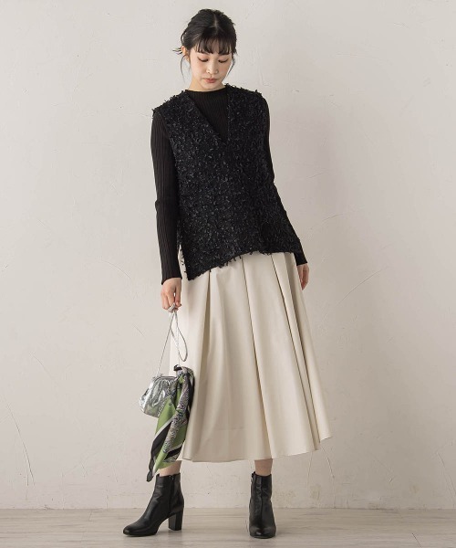 Droite lautreamont（ドロワットロートレアモン）の「タフタタックスカート≪洗濯機で洗える≫（スカート・レディース・ブラック/オフホワイト・M）」の12枚目の写真