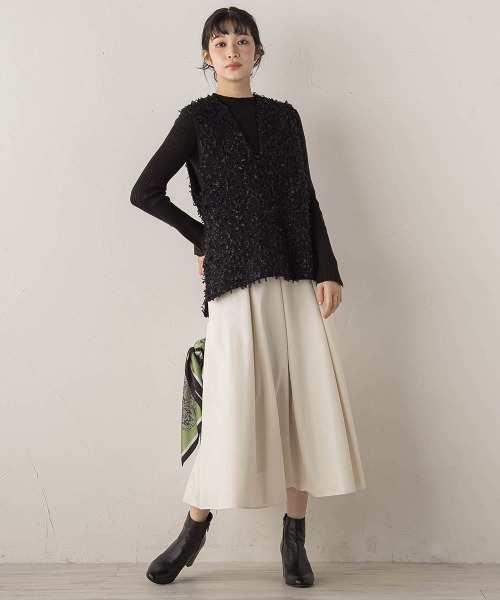 Droite lautreamont（ドロワットロートレアモン）の「タフタタックスカート≪洗濯機で洗える≫（スカート・レディース・ブラック/オフホワイト・M）」の13枚目の写真