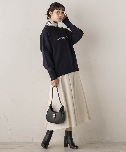 Droite lautreamont（ドロワットロートレアモン）の「タフタタックスカート≪洗濯機で洗える≫（スカート・レディース・ブラック/オフホワイト・M）」の15枚目の写真