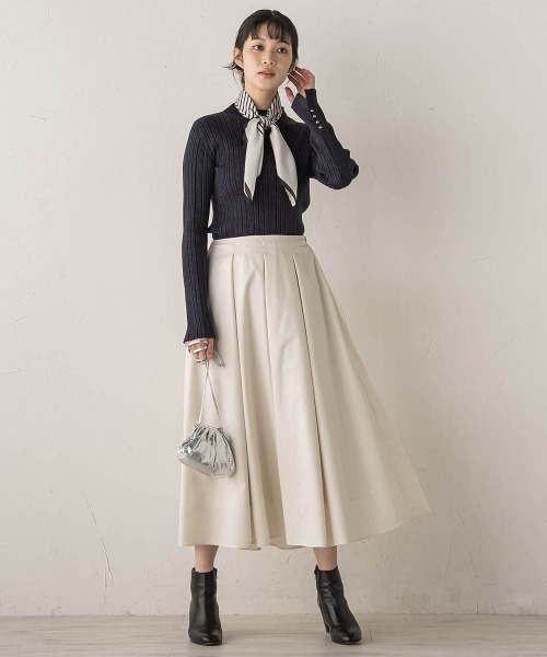 Droite lautreamont（ドロワットロートレアモン）の「タフタタックスカート≪洗濯機で洗える≫（スカート・レディース・ブラック/オフホワイト・M）」の17枚目の写真