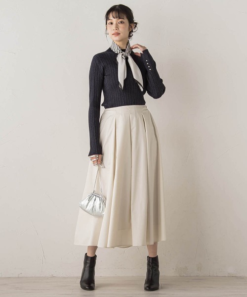 Droite lautreamont（ドロワットロートレアモン）の「タフタタックスカート≪洗濯機で洗える≫（スカート・レディース・ブラック/オフホワイト・M）」の18枚目の写真