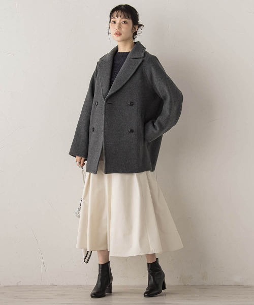 Droite lautreamont（ドロワットロートレアモン）の「タフタタックスカート≪洗濯機で洗える≫（スカート・レディース・ブラック/オフホワイト・M）」の19枚目の写真