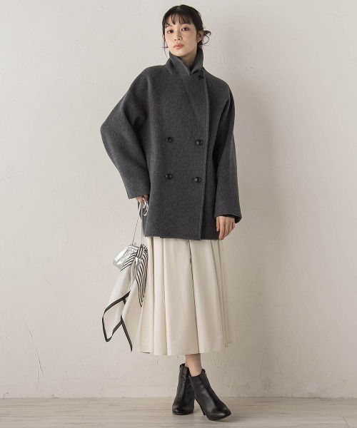 Droite lautreamont（ドロワットロートレアモン）の「タフタタックスカート≪洗濯機で洗える≫（スカート・レディース・ブラック/オフホワイト・M）」の21枚目の写真