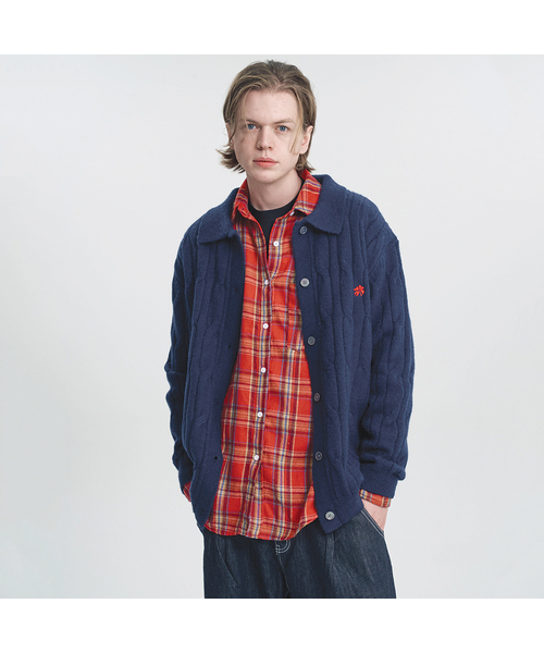 Open Collar ケーブルボタン кардиган‑бомбер Neibie (Navy)