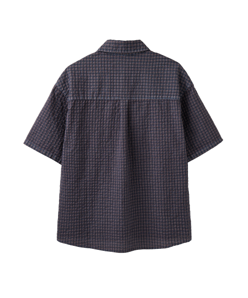 AREUBAN（アルバン）の「シガレットアフタースモークハーフシャツ_シャドウバイオレット（シャツ/ブラウス・メンズ・ダークパープル・2/3）」の2枚目の写真