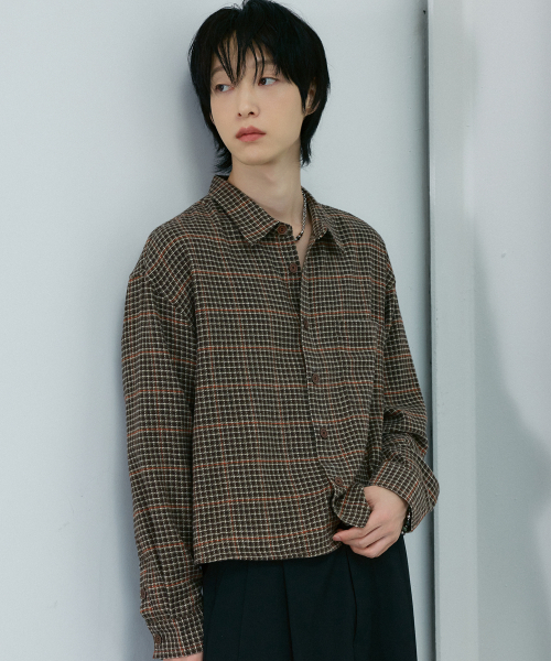 LXT（エルエックスティー）の「コットンハウンドチェッククロップシャツ[ブラウン]（シャツ/ブラウス・メンズ・その他・1/2/3）」の2枚目の写真