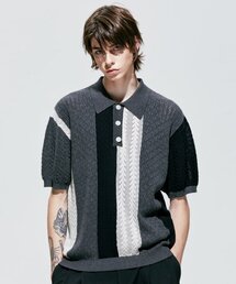S SY（エスエスワイ）の「フラワーガーデン3パターンハーフニットピケチャコール（ニット/セーター）」