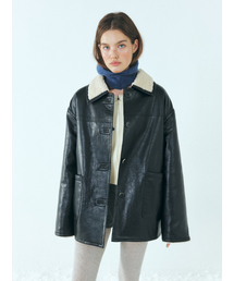 Reversible Leather Mustang Coat, Black