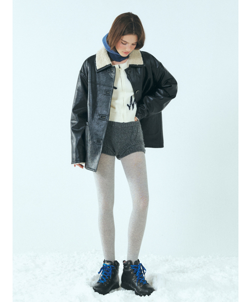 ムートンコート Black mustang Reversible Leather Mustang Coat, Black（ムートンコート）｜ETMON