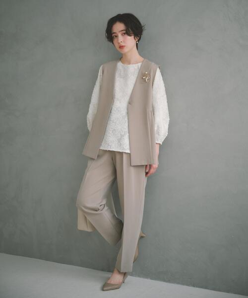 THE SHOP TK （ザ ショップ ティーケー ）の「【通勤・セレモニー】ダブルクロス ペプラムジレ/セットアップ可（ベスト・レディース・ブラック/ベージュ/ネイビー・12/13）」の6枚目の写真