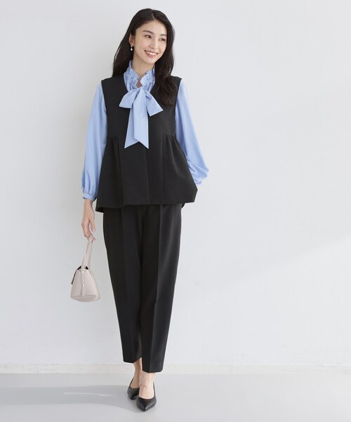 THE SHOP TK （ザ ショップ ティーケー ）の「【通勤・セレモニー】ダブルクロス ペプラムジレ/セットアップ可（ベスト・レディース・ブラック/ベージュ/ネイビー・12/13）」の9枚目の写真