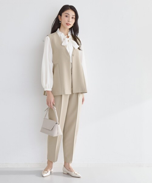 THE SHOP TK （ザ ショップ ティーケー ）の「【通勤・セレモニー】ダブルクロス ペプラムジレ/セットアップ可（ベスト・レディース・ブラック/ベージュ/ネイビー・12/13）」の13枚目の写真