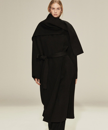 RIDIFI（リディフィ）の「Belted Wool 100% Drape Shawl Collar Coat (black)（ダッフルコート・レディース）」
