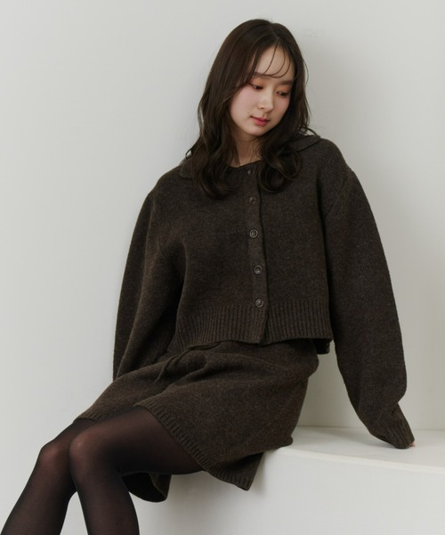 Olu.（オルドット）の「クロップドニットカーディガン[セットアップ可能]（ニット/セーター・レディース・ブラウン/チャコールグレー・FREE）」の18枚目の写真