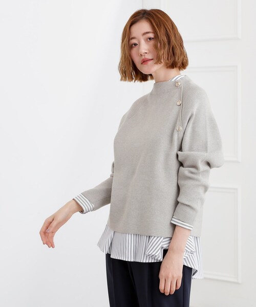 セール】ラグランスリーブ肩釦ニット（ニット/セーター）｜grove
