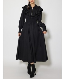 rienda | フロントジップフリルシャツワンピース 冬服 春服(シャツワンピース)
