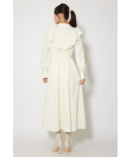 rienda(リエンダ)の「フロントジップフリルシャツワンピース 冬服 春服(シャツワンピース・レディース・ライトブルー/ホワイト/ブラック・MEDIUM/SMALL)」の7枚目の写真