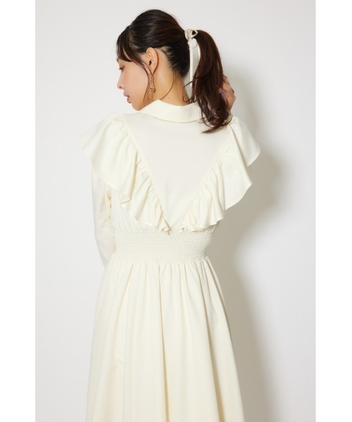 rienda(リエンダ)の「フロントジップフリルシャツワンピース 冬服 春服(シャツワンピース・レディース・ライトブルー/ホワイト/ブラック・MEDIUM/SMALL)」の10枚目の写真