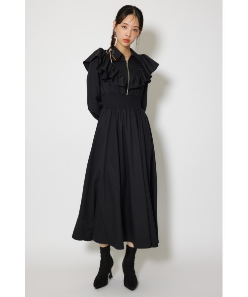 rienda(リエンダ)の「フロントジップフリルシャツワンピース 冬服 春服(シャツワンピース・レディース・ライトブルー/ホワイト/ブラック・MEDIUM/SMALL)」の17枚目の写真