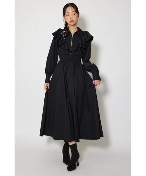 rienda(リエンダ)の「フロントジップフリルシャツワンピース 冬服 春服(シャツワンピース・レディース・ライトブルー/ホワイト/ブラック・MEDIUM/SMALL)」の18枚目の写真