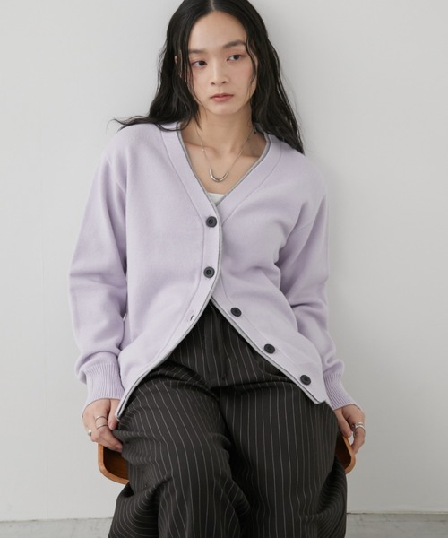 レイヤードライクVネックカーディガン（カーディガン/ボレロ）｜Aunt