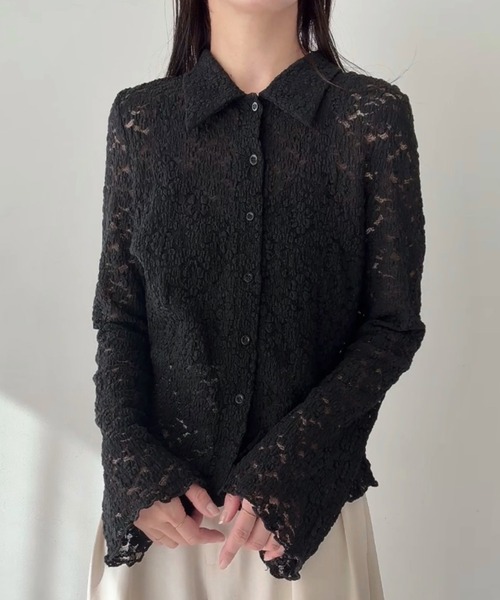 junoah（ジュノア）の「襟付きレースボレロ（カーディガン/ボレロ・レディース・アイボリー/ブラック/ホワイト・LARGE/MEDIUM/SMALL）」の3枚目の写真