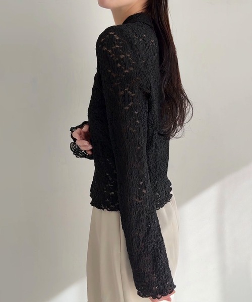junoah（ジュノア）の「襟付きレースボレロ（カーディガン/ボレロ・レディース・アイボリー/ブラック/ホワイト・LARGE/MEDIUM/SMALL）」の9枚目の写真