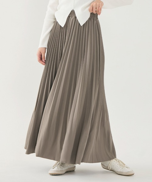 coca(coca)(コカ)の「カットカルゼプリーツスカート(スカート・レディース・グレイッシュベージュ/ブラック・LONG/SHORT)」の2枚目の写真