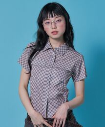 SEQUENZ（シークエンズ）の「【sqnz（エスキュンズ）】sqnz double pocket compact cheack shirts / シャツ  ポケット チェック ストライプ ボタン レディース メタルプレート（シャツ/ブラウス）」