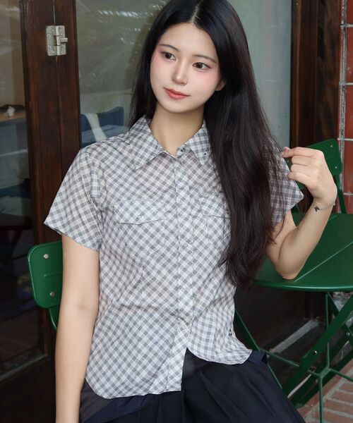SEQUENZ(シークエンズ)の「※WEB限定 / ダブルポケット / レディースコンパクトチェックシャツ/ sqnz double pocket compact check shirts(シャツ/ブラウス・レディース・アイボリー/ライトブルー/ベージュ・SMALL/MEDIUM)」の7枚目の写真